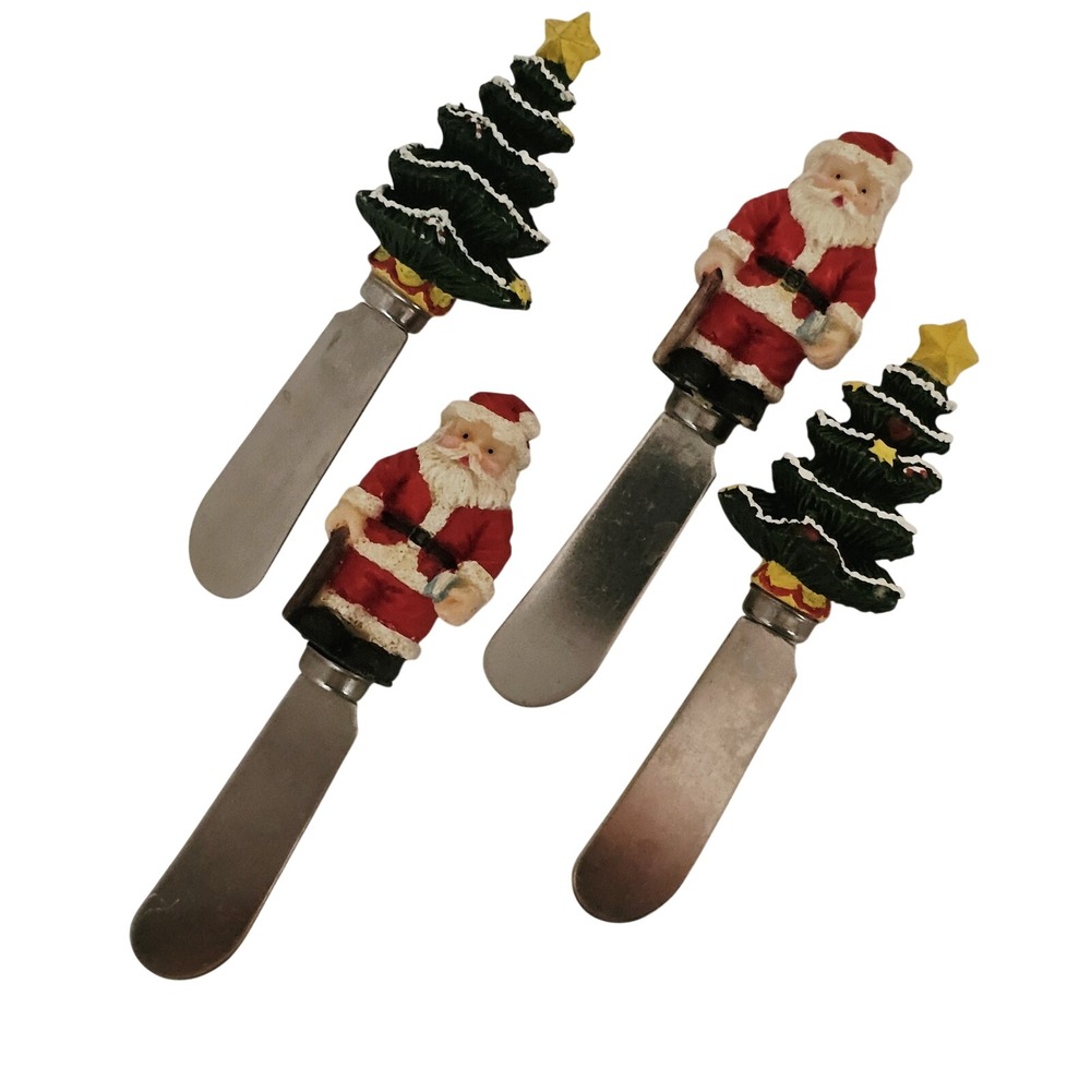 Resin Christmas Trees/Santa/4pc  Cheese/jam Spreaders